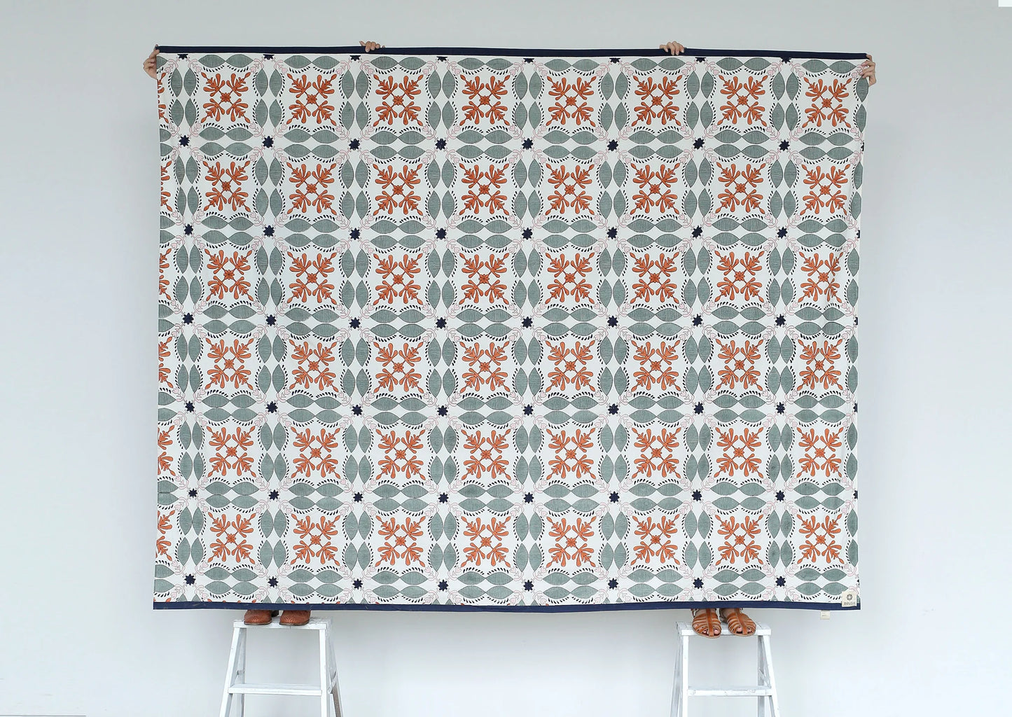 Brush Textiles | sage/ orange throw