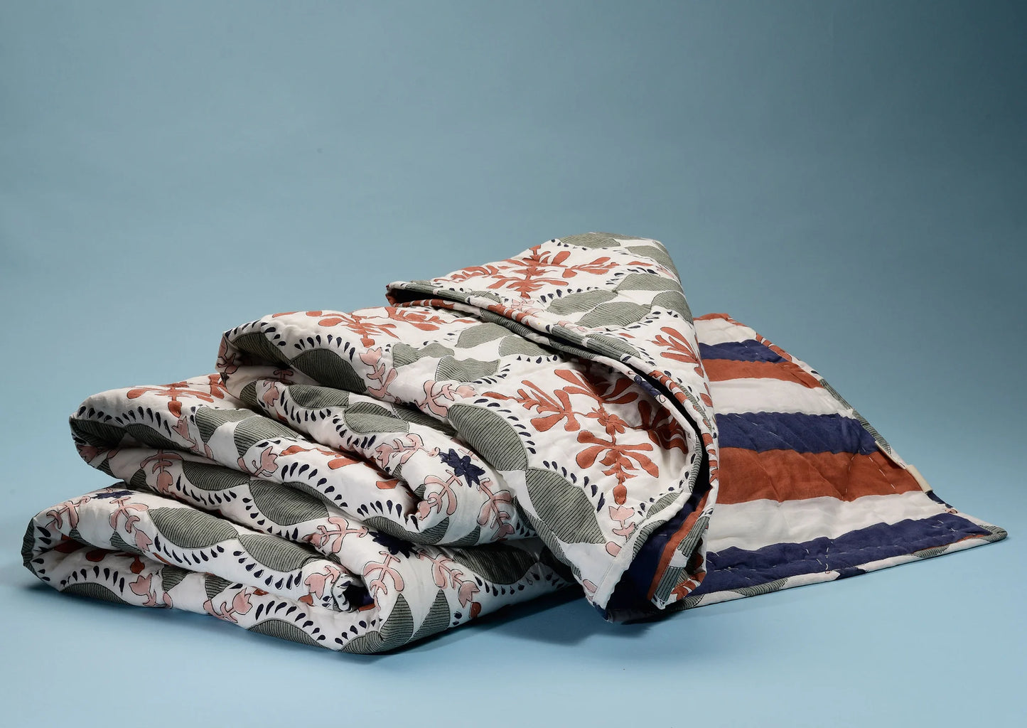 Brush Textiles | sage/ orange reversible quilt