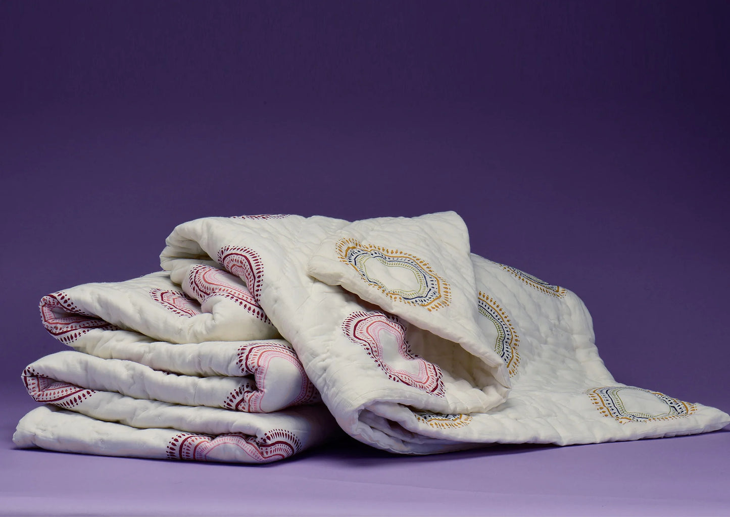 Brush Textiles | medalion/ gold reversible quilt