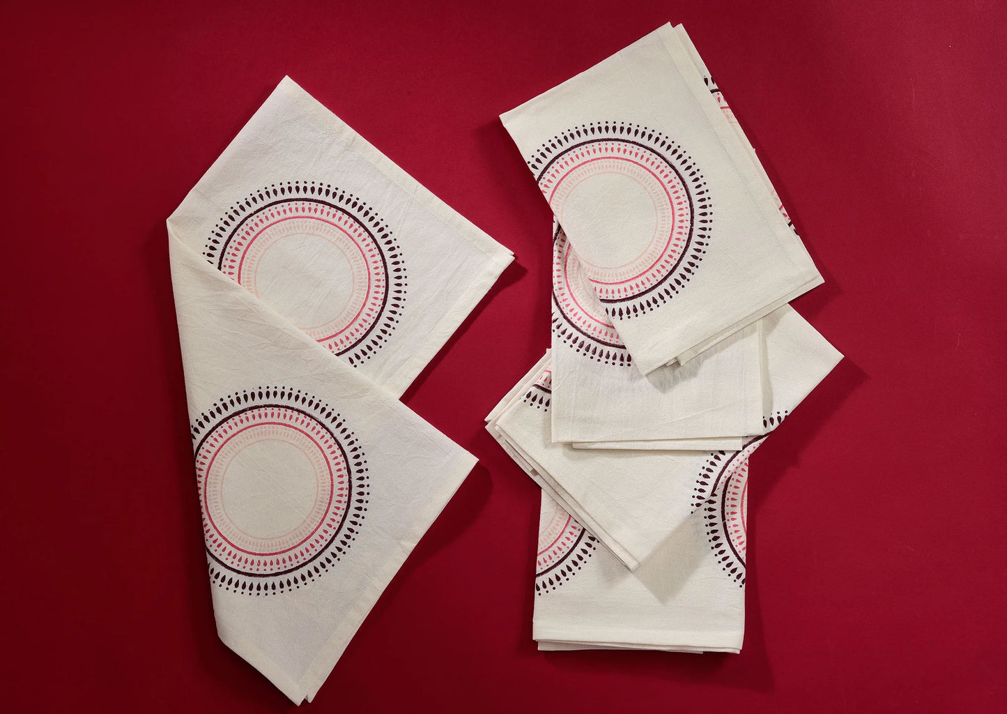 Brush Textiles | medalion/ pink napkins
