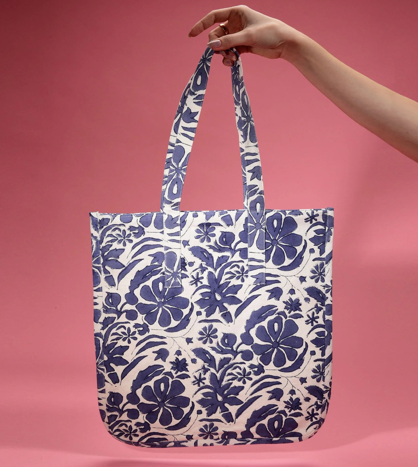 Brush Textiles | homegrown/ blue tote bag