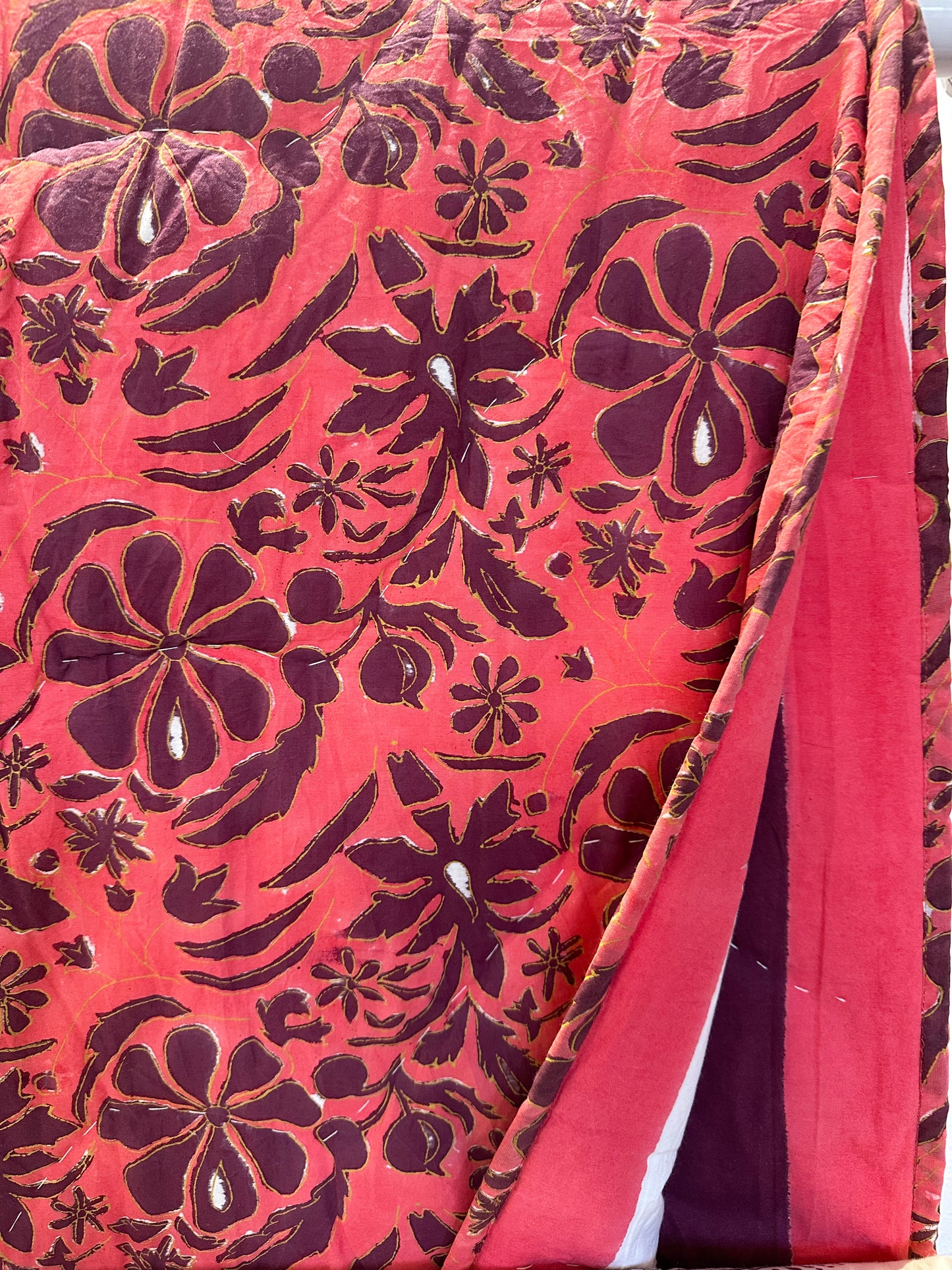 Brush Textiles | homegrown/ cherry reversible quilt
